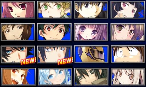 Da esquerda para a direita: Wilhelmina (Shakugan no Shana), Leafa (Sword Art Online), Touma (A Certain Magical Index), Kuroneko (Oreimo), Boogiepop (Boogiepop), Maou (Hataraku Maou-sama), Hinata (Ro-Kyu-Bu!), Koko (Golden Time), Tatsuya Shiba (The Irregular at Magic High School), Ryuuji (Toradora), Celty (Durarara!!), Arita (Accel World), Holo (Spice and Wolf), Erio Tōwa (Denpa Onna to Seishun Otoko), Kino (Kino no Tabi) e Mashiro Shiina (The Pet Girl of Sakurasou).